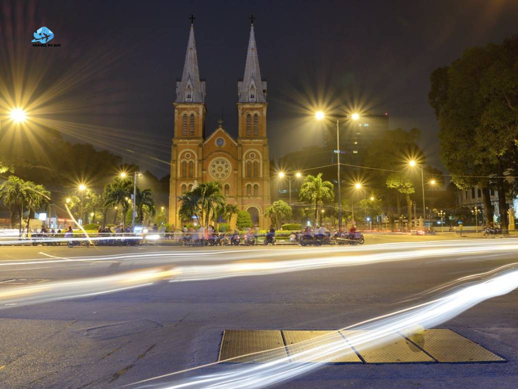 Exploring Notre Dame Cathedral at night during my trip to Vietnam What stood out to me while spending an evening around Notre Dame Cathedral at night in central Saigon
